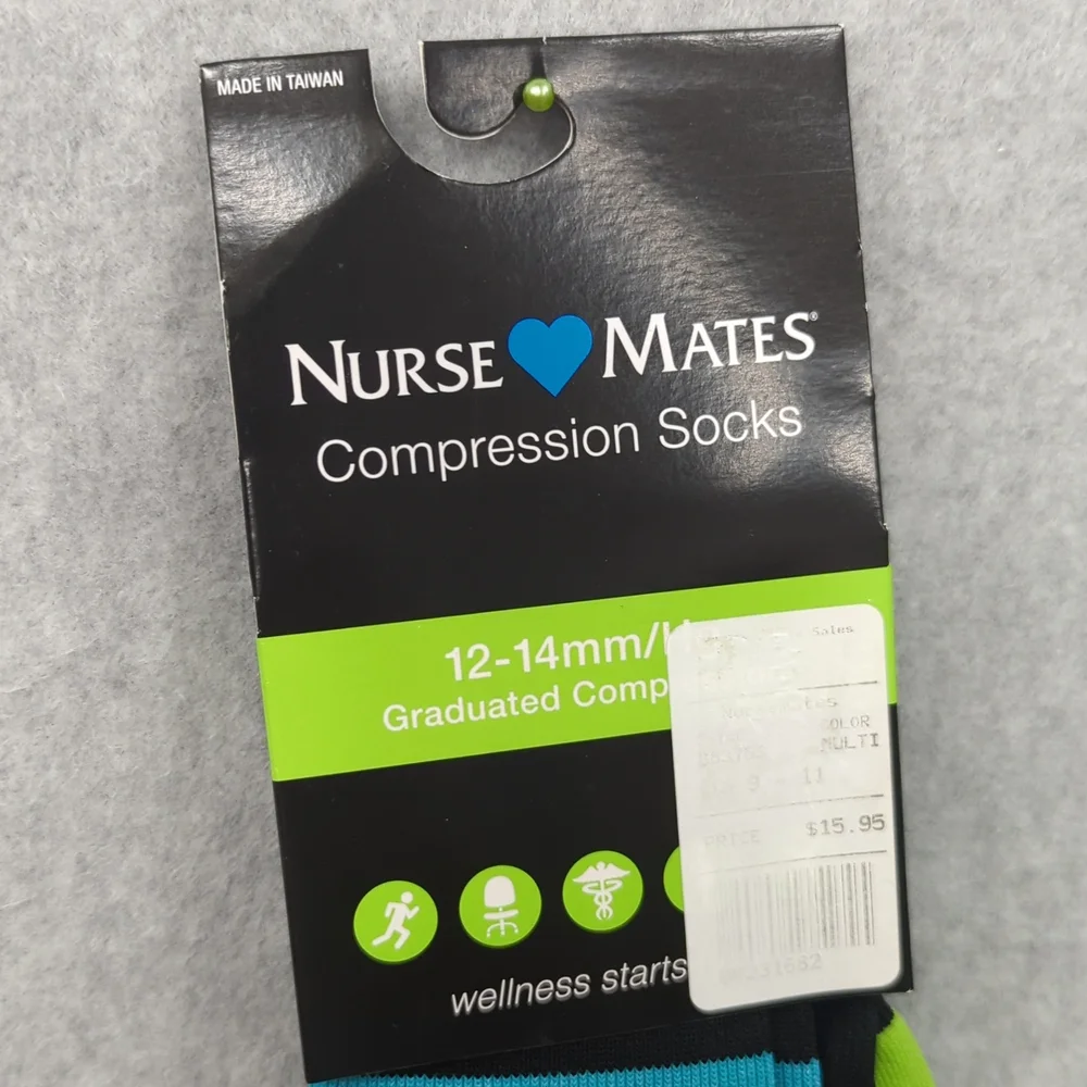 Nurse Mates compression socks 12-14mmHg 9-11  Bright Stripes